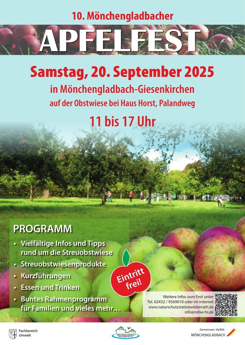 Plakat 10. Mönchengladbacher Apfelfest 20. September 2025
