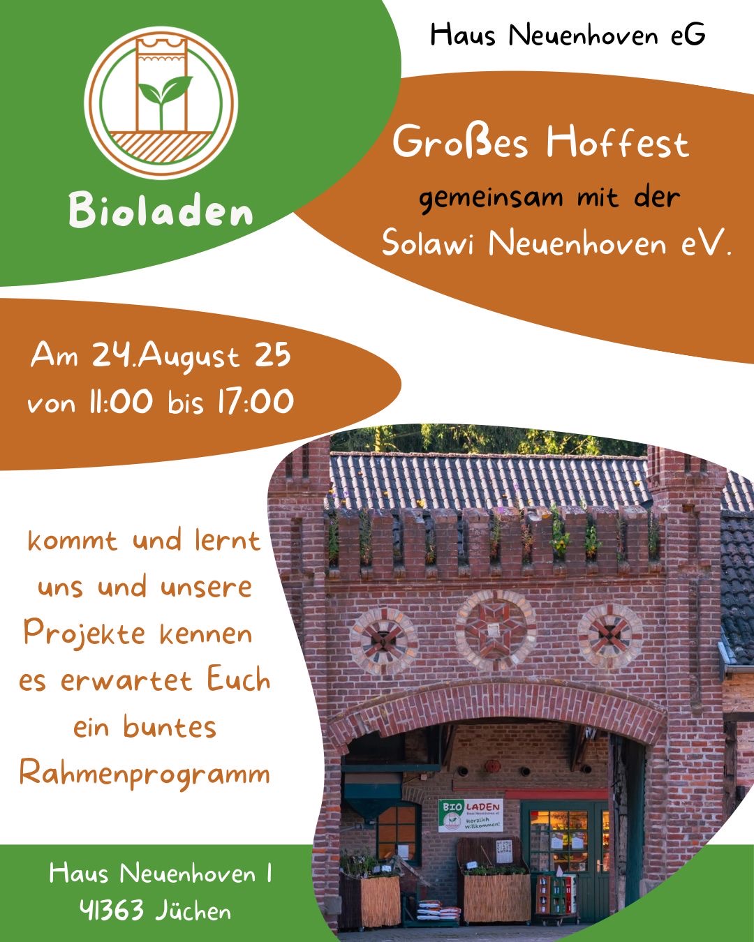 Plakat Großes Hoffest 2025 Haus Neuenhoven eG